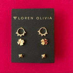 Loren Olivia Earrings | |Three Pairs | Gold Tone | Bran New